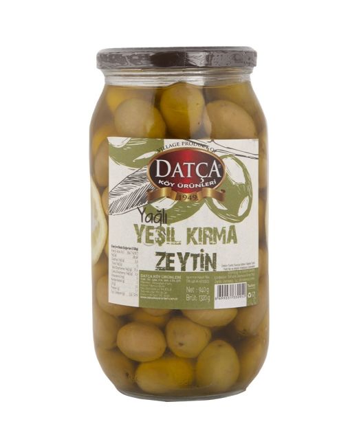 yağlı yeşil kırma zeytin 940 gr